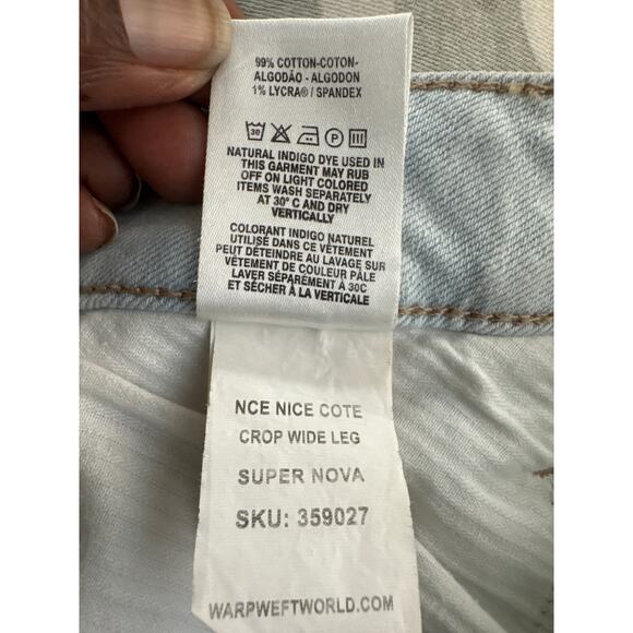 Warp + Weft Wide Leg Jeans Women’s Size 2 / 26 Light Wash NCE Nice Cote Crop - Picture 9 of 9